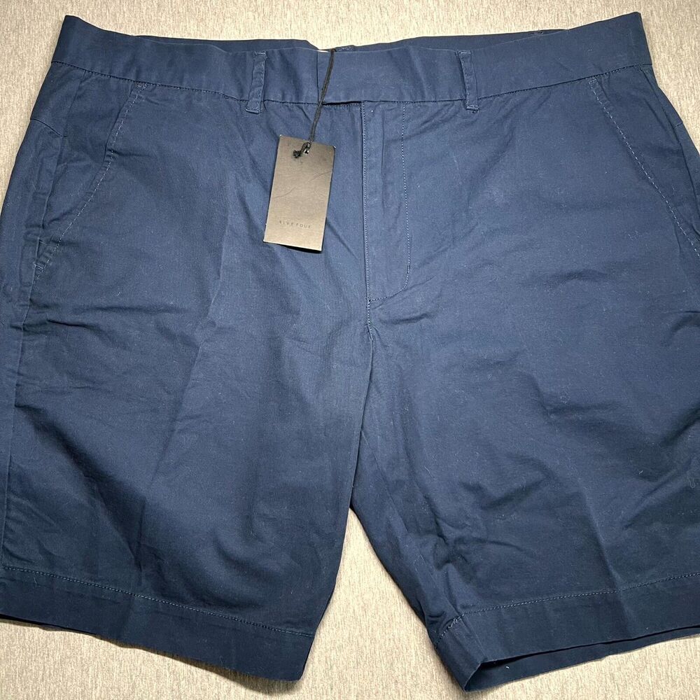 NWT FIVE FOUR - MEN'S SIZE 42 - NAVY CLASSIC FIT COTTON SHORTS BENEDICT